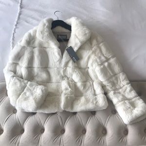 YVES SALOMON WHITE REX FUR JACKET